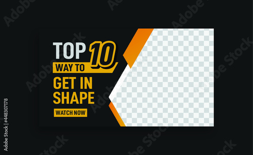 eye-catching youtube thumbnail design template gym and fitness training, exercise  and web banner template Vector design