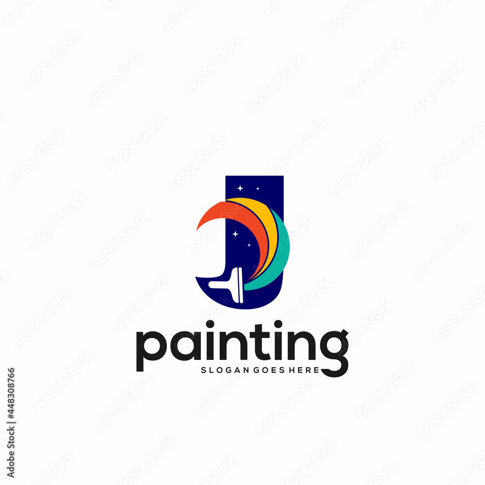 J letter logo and paint drop design combination, Colorful logo template art J letter logo and paint drop design combination, Colorful logo template art