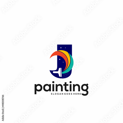 Free Download J letter logo and paint drop design combination, Colorful logo template art - GFXLoad