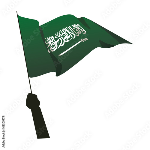 hand holding saudi flag