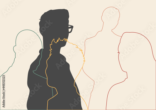people BLACK colorful line
