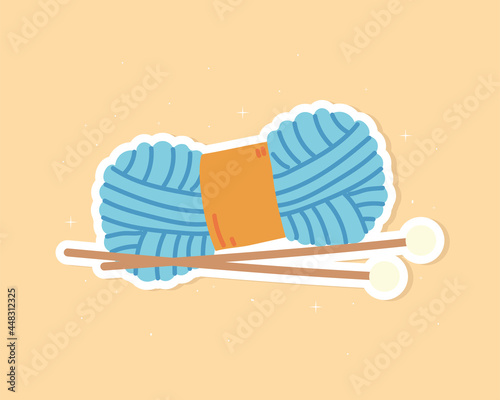 blue yarn crochet needles