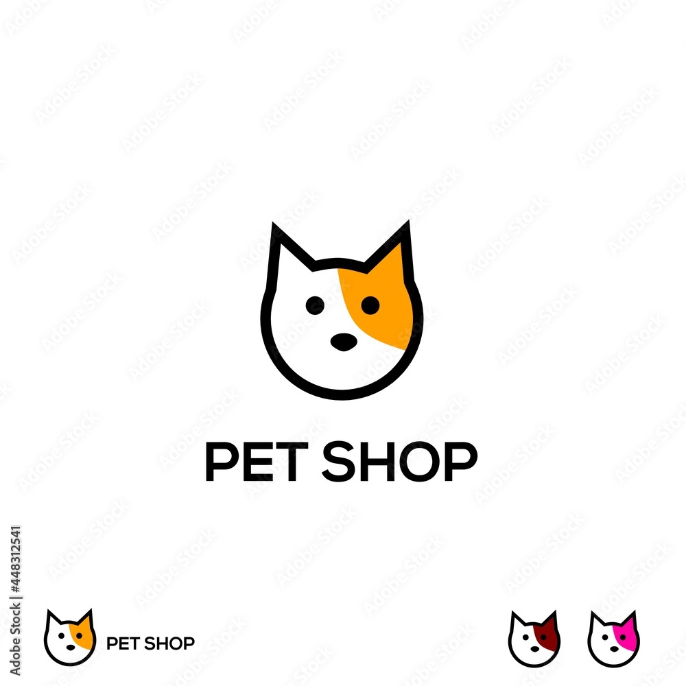 Pet shop logo design modern concept, pet logo design, cat logo design, template graphic element, icon Pet shop logo design modern concept, pet logo design, cat logo design, template graphic element, icon