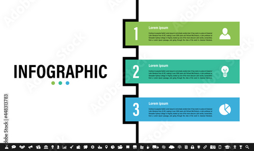 Infographic design business concept vector illustration with 3 steps or options or processes represent work flow or diagram or web button banner