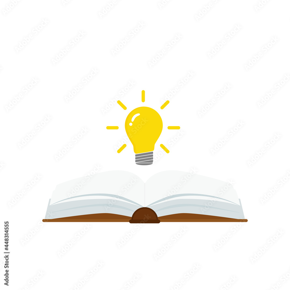 open book with light bulb concept, can use for, landing page, template, ui, mobile app, poster, banner, flyer.vector illustration . open book with light bulb concept, can use for, landing page, template, ui, mobile app, poster, banner, flyer.vector illustration .