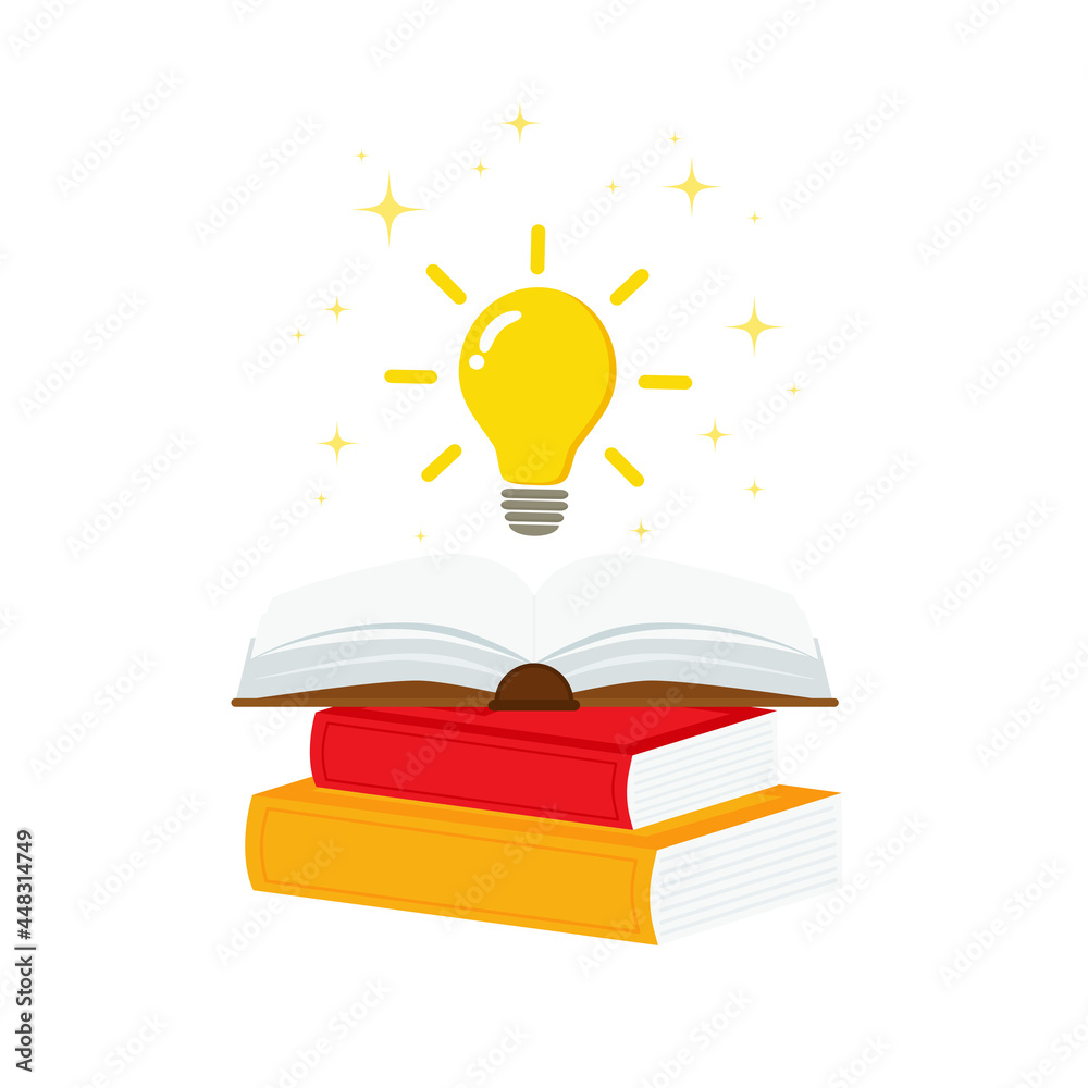open book with light bulb concept, can use for, landing page, template, ui, mobile app, poster, banner, flyer.vector illustration . open book with light bulb concept, can use for, landing page, template, ui, mobile app, poster, banner, flyer.vector illustration .