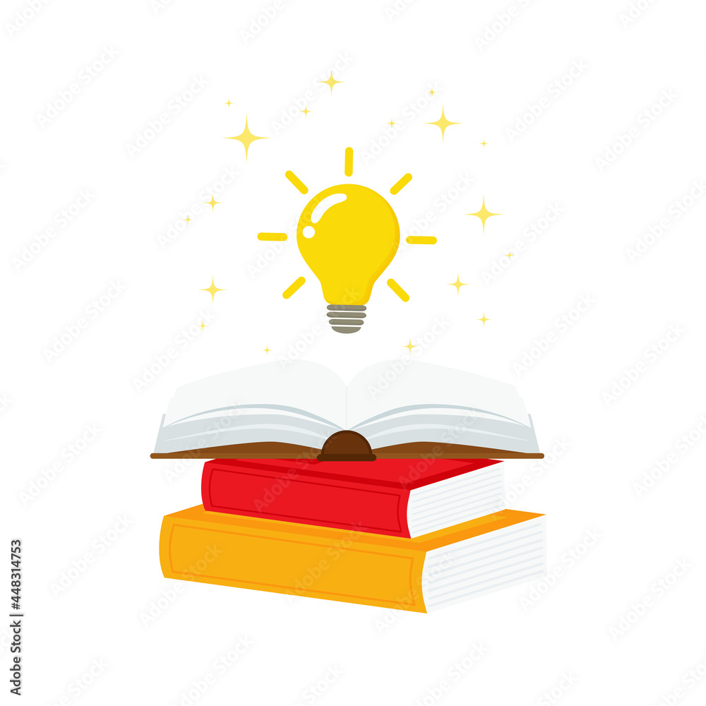 open book with light bulb concept, can use for, landing page, template, ui, mobile app, poster, banner, flyer.vector illustration . open book with light bulb concept, can use for, landing page, template, ui, mobile app, poster, banner, flyer.vector illustration .