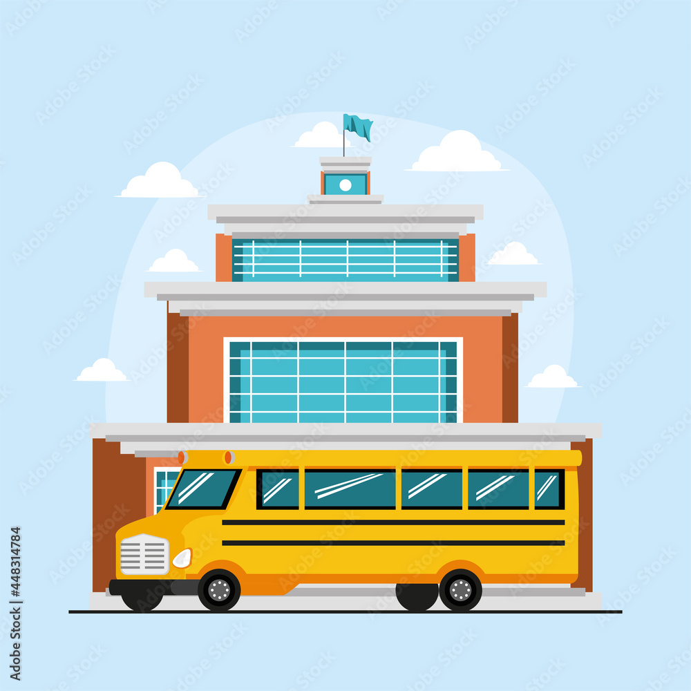 bus in a school building bus in a school building
