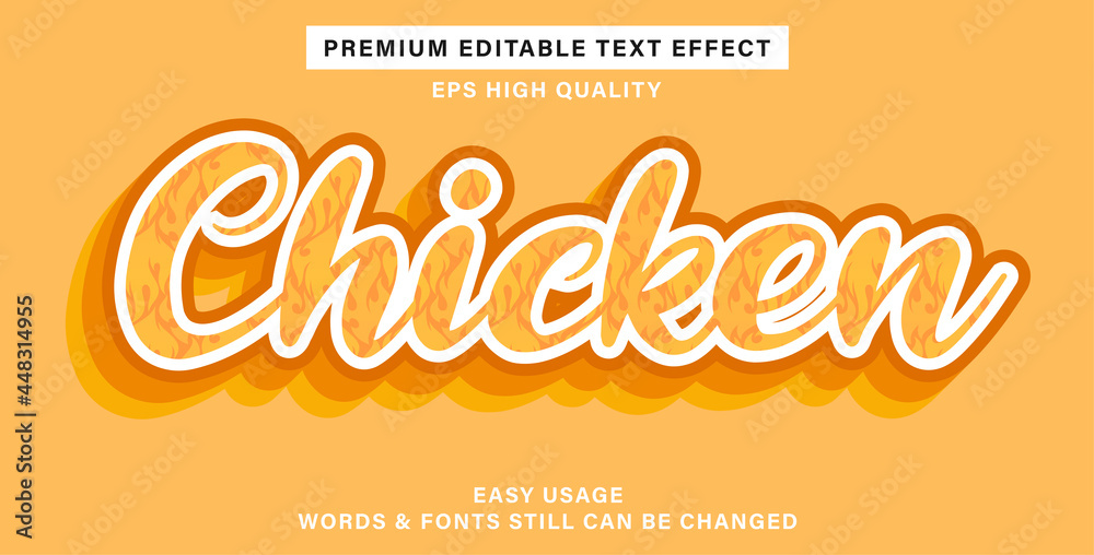 Editable text effect chicken