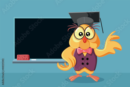 Funny Owl Wearing a Graduation Hat Vector Illustration