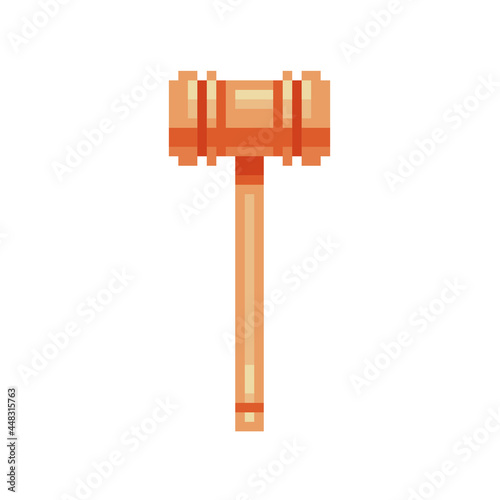 Gavel pixel art icon Isolated vector flat illustration. Design for stickers, logo and mobile app. Game assets 8-bit sprite.