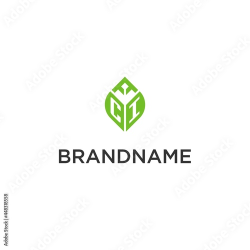 CI monogram with leaf logo design ideas, creative initial letter logo with natural green leaves