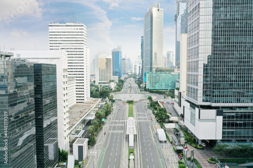 Aerial view of quiet highway toward HI Roundabout