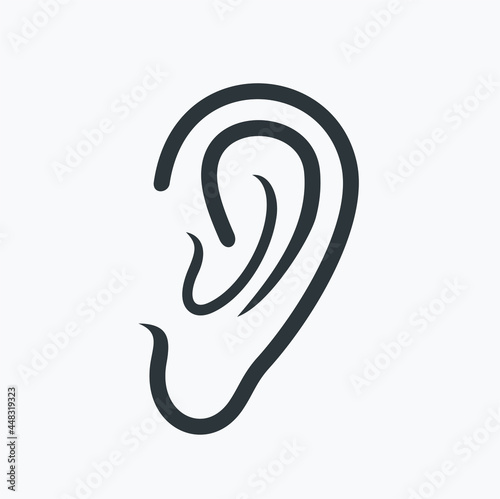 illustration of an ear, ear icon, vector art.