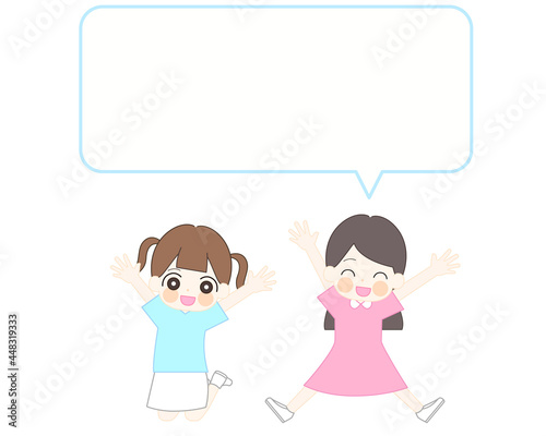 ジャンプをする　子ども　イラストセット