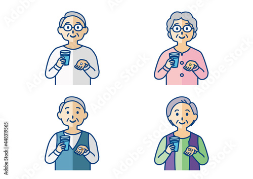 薬を飲む老人