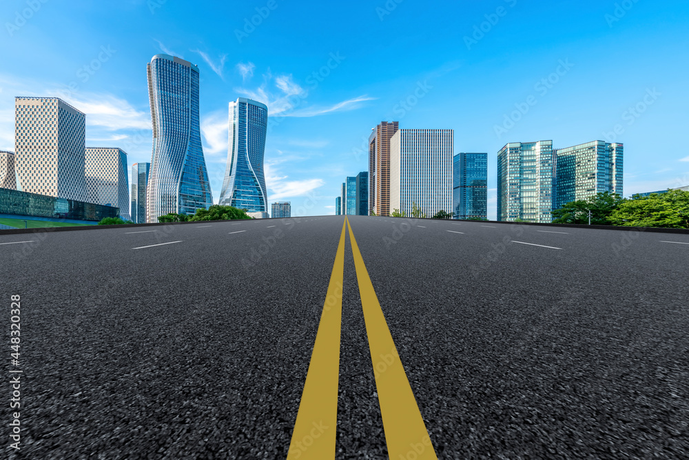 Skyline of Asphalt Pavement and Urban Architecture Skyline of Asphalt Pavement and Urban Architecture