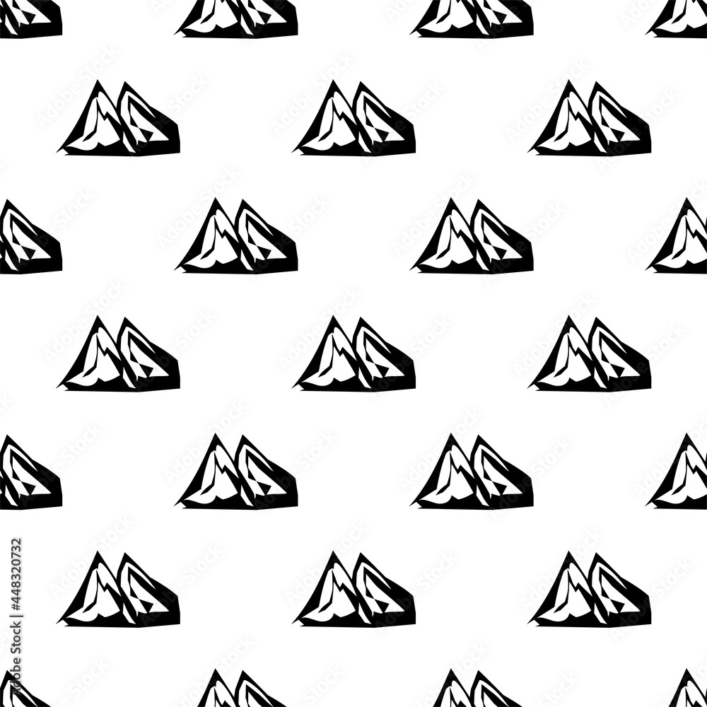 Mountain Icon Seamless Pattern, Raised Landform Mountain Icon Seamless Pattern, Raised Landform