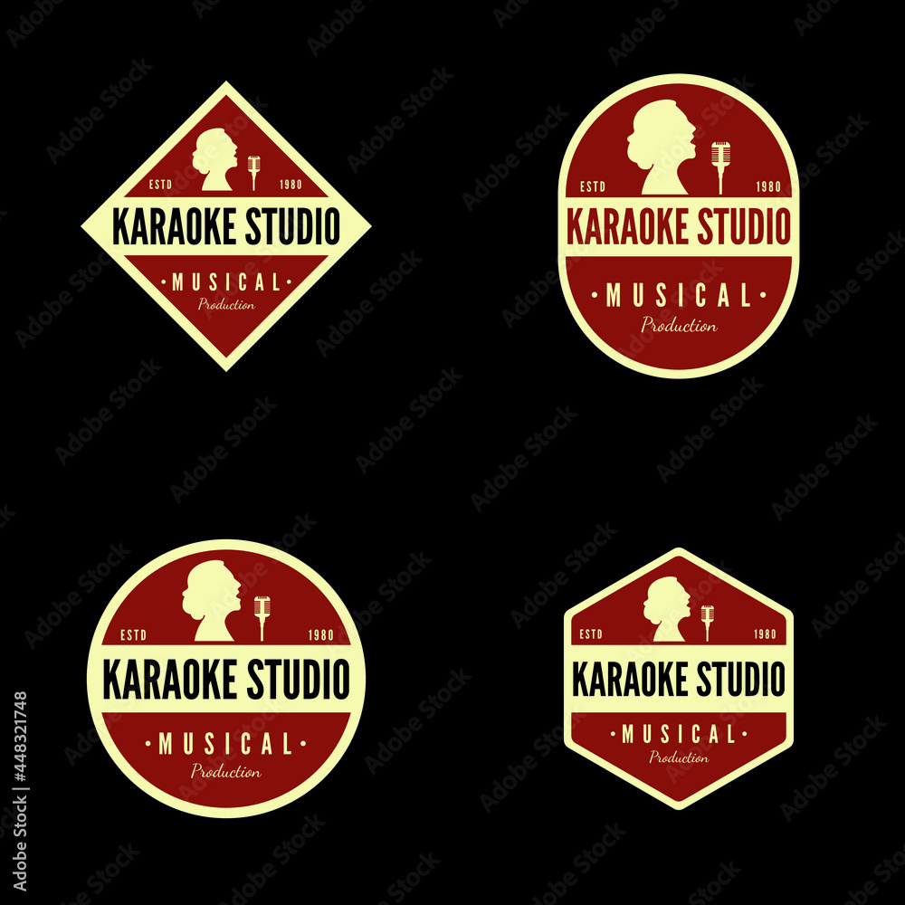 karaoke studio logo singing people logo design