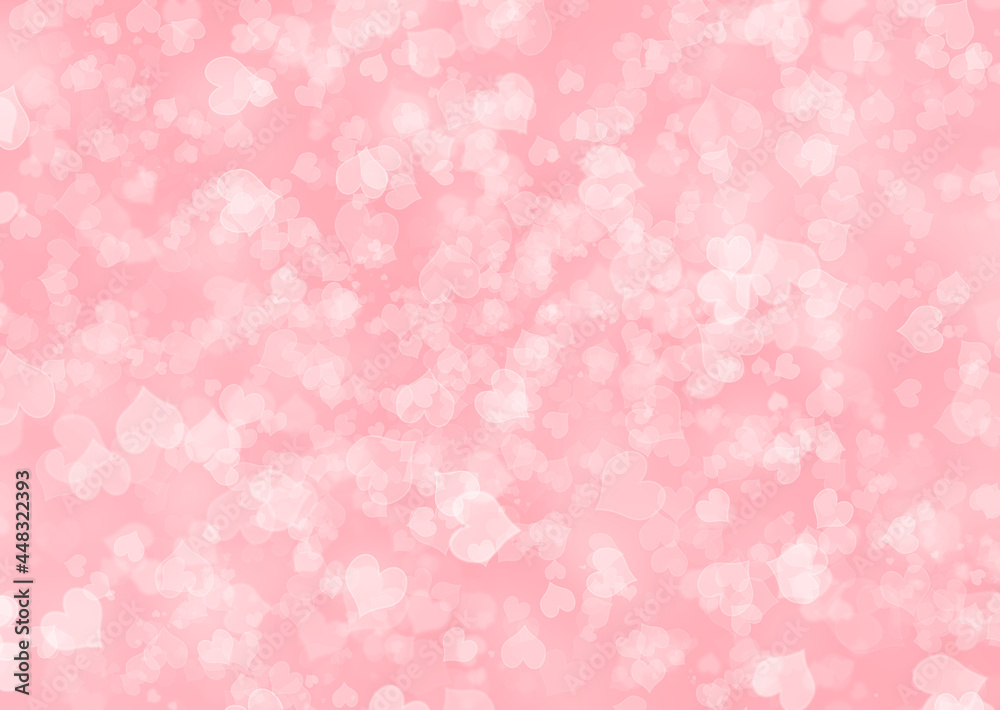 Abstract glitter bokeh background with  pink colour on heart  theme. 