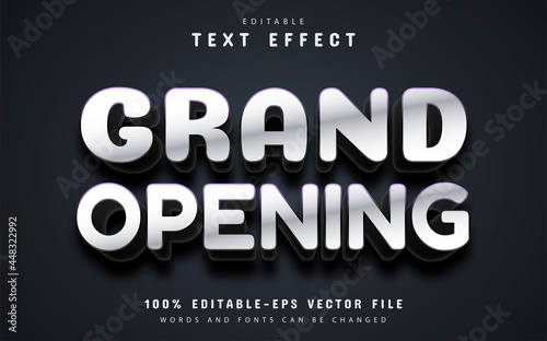 Grand opening text, white 3d text effect