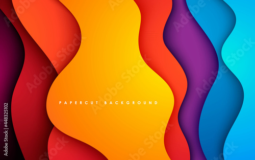 Colorful papercut background wavy dimension