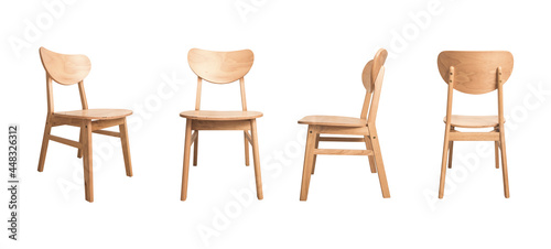 wooden chair isolated on white with clipping path