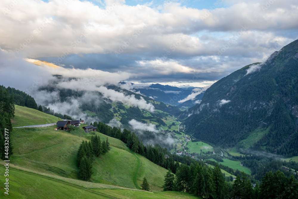 Obraz premium Fog moves up from the valley in the Alps. Austria