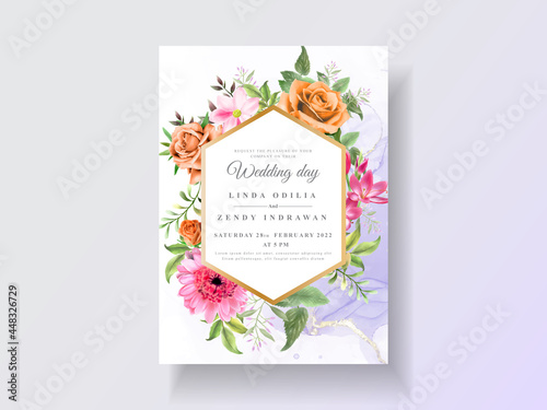 Abstract and floral watercolor wedding invitations
