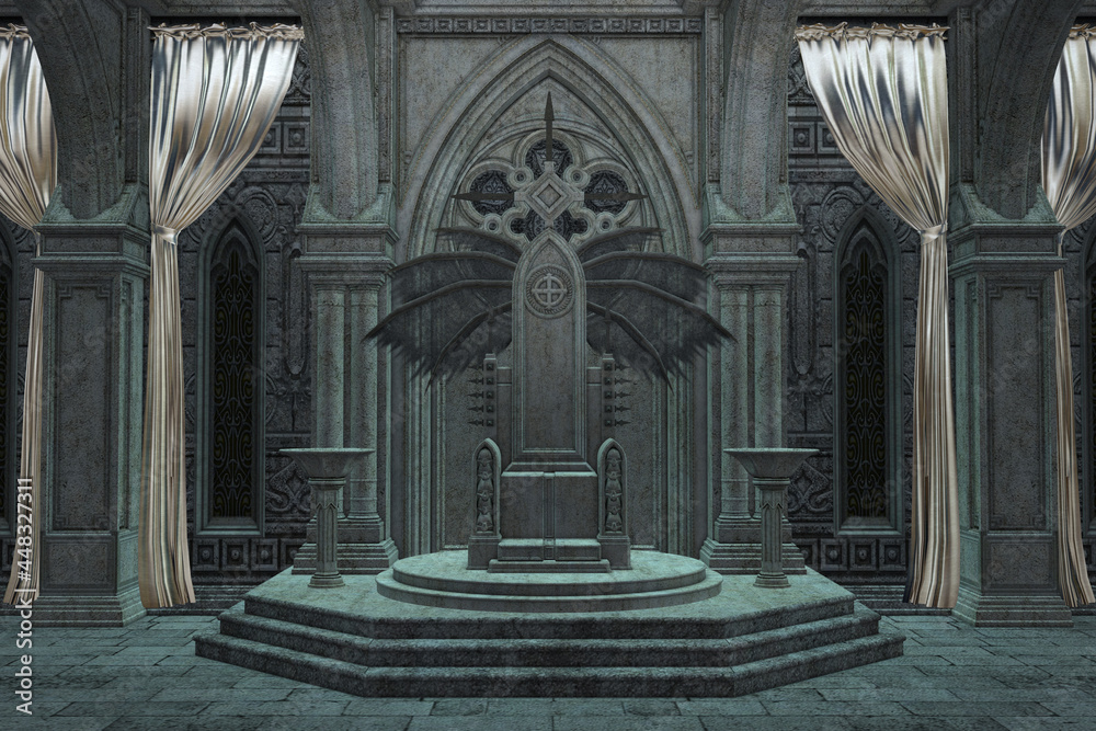 3D Dark throne room