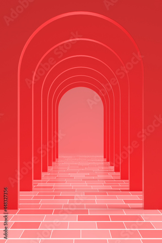 3d rendering arch tunnel and corridor