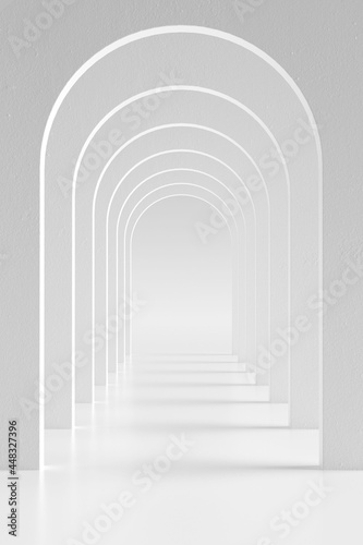 3d rendering arch tunnel and corridor