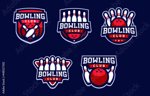 Bowling club logo designs set