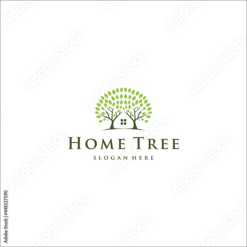 Home Tree Logo. Combination home and double tree