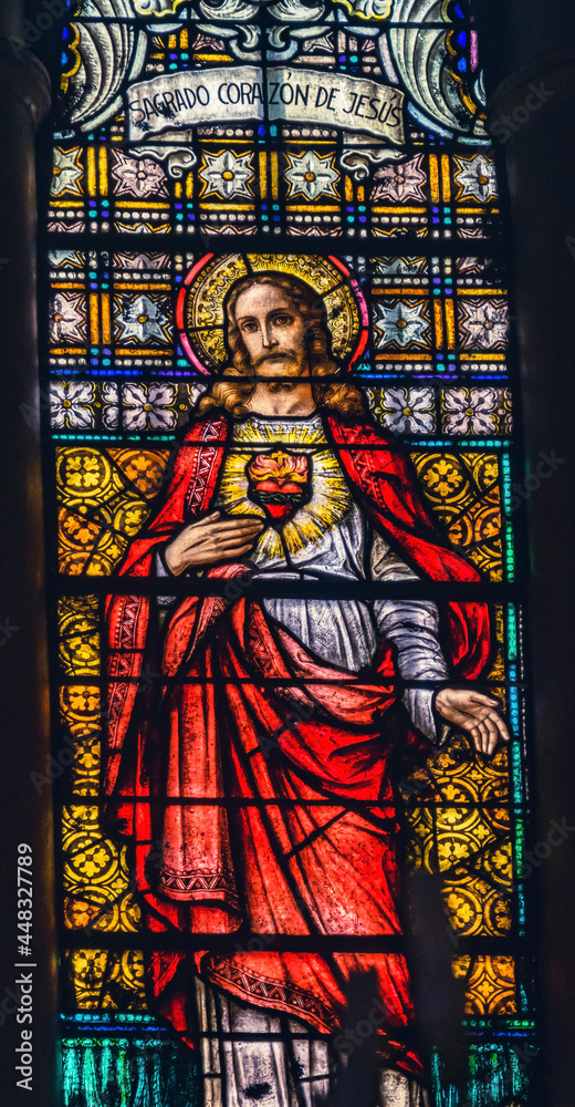 Sacred Heart Jesus Stained Glass Maria Sanctuary Auxiliadora Punta Arenas Chile
