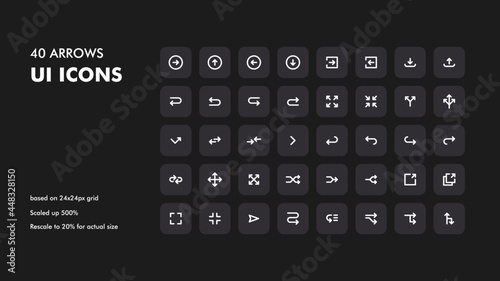40 UI arrow icons collection for mobile apps, websites, ui design, powerpoint, 