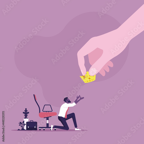 Big hand giving golden crown to businessman, illustration of business career and success concept 