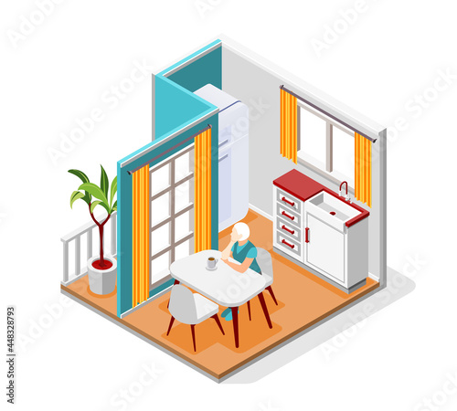 Loneliness Isometric Illustration