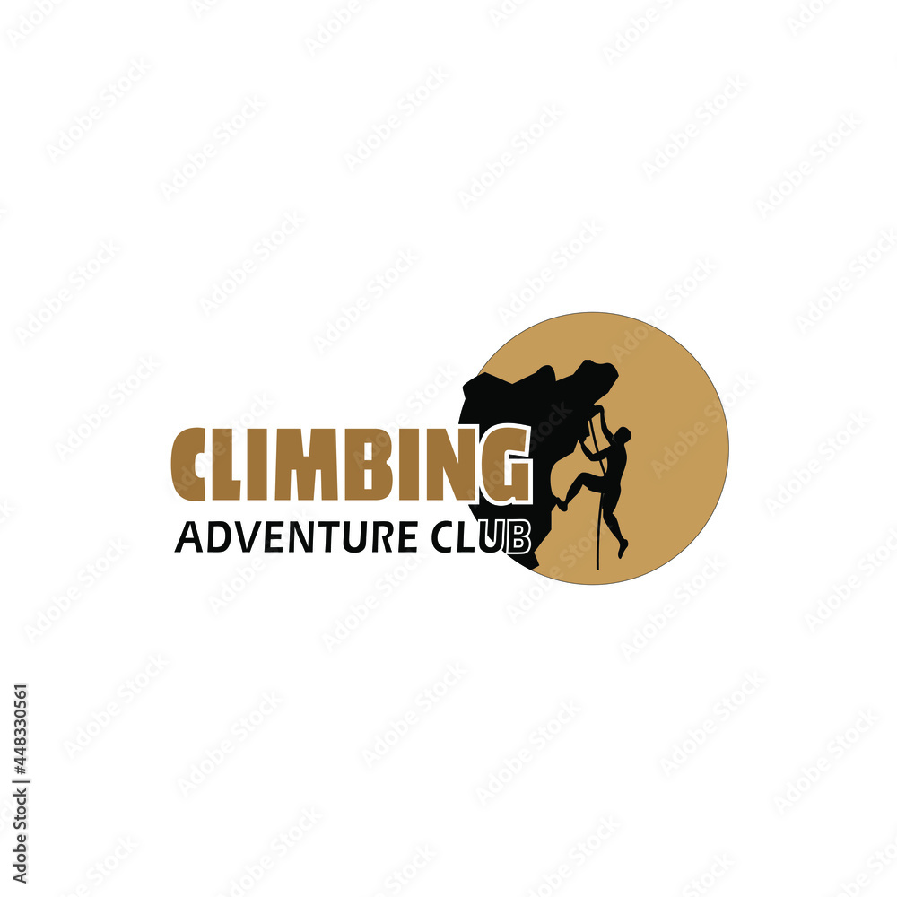 a man climb peak rock stone mountain over cliff with rope silhouette in sun view landscape for hiking rock climbing gym extreme sport outdoor activity adventure store logo design vector a man climb peak rock stone mountain over cliff with rope silhouette in sun view landscape for hiking rock climbing gym extreme sport outdoor activity adventure store logo design vector