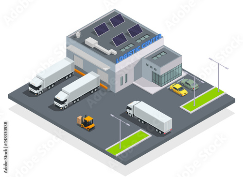 Modern Warehouse Isometric And Colored Composition