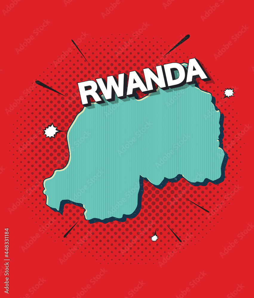 Pop art map of rwanda