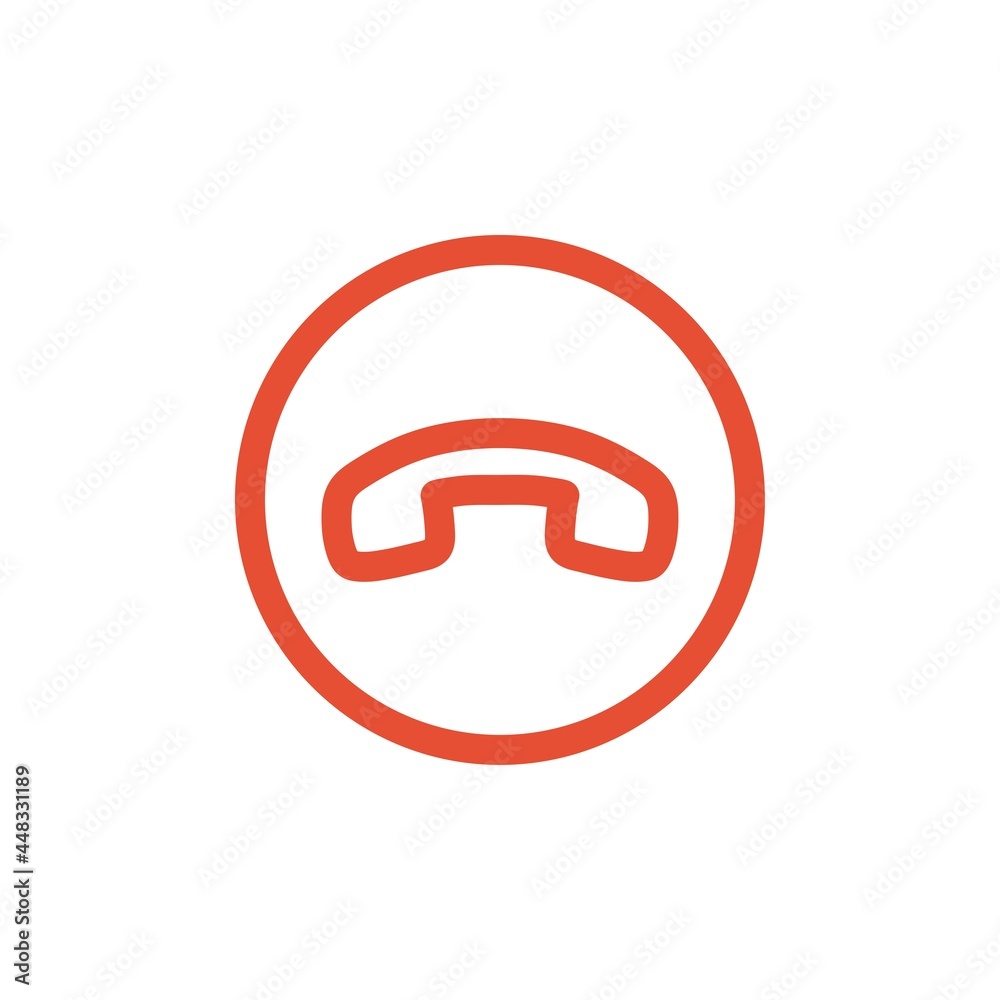 Red decline phone call button with white background