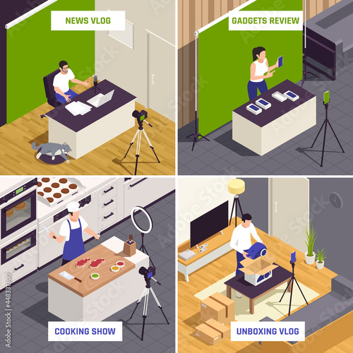 Blogger Vlogger Isometric Concept