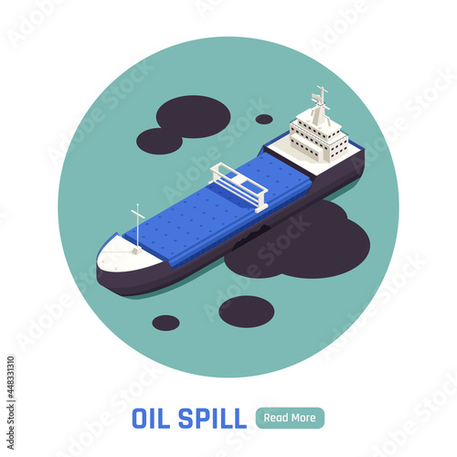 Tanker Oil Spill Isometric Icon