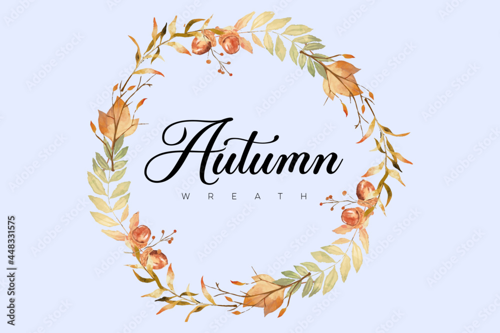 Autumn watercolor wreath and frames