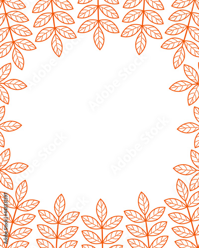 Autumn frame plants card leaves greeting vector illustration