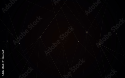 Abstract gold chaotic lines connection on black background. Luxury concept. Vector illustration