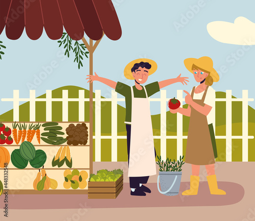 happy farmers with local market