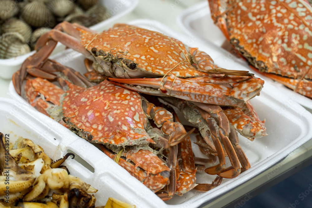 Hot steamed blue swimming crab Hot steamed blue swimming crab