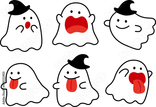 かわいいハロウィンのおばけ6パターンセット